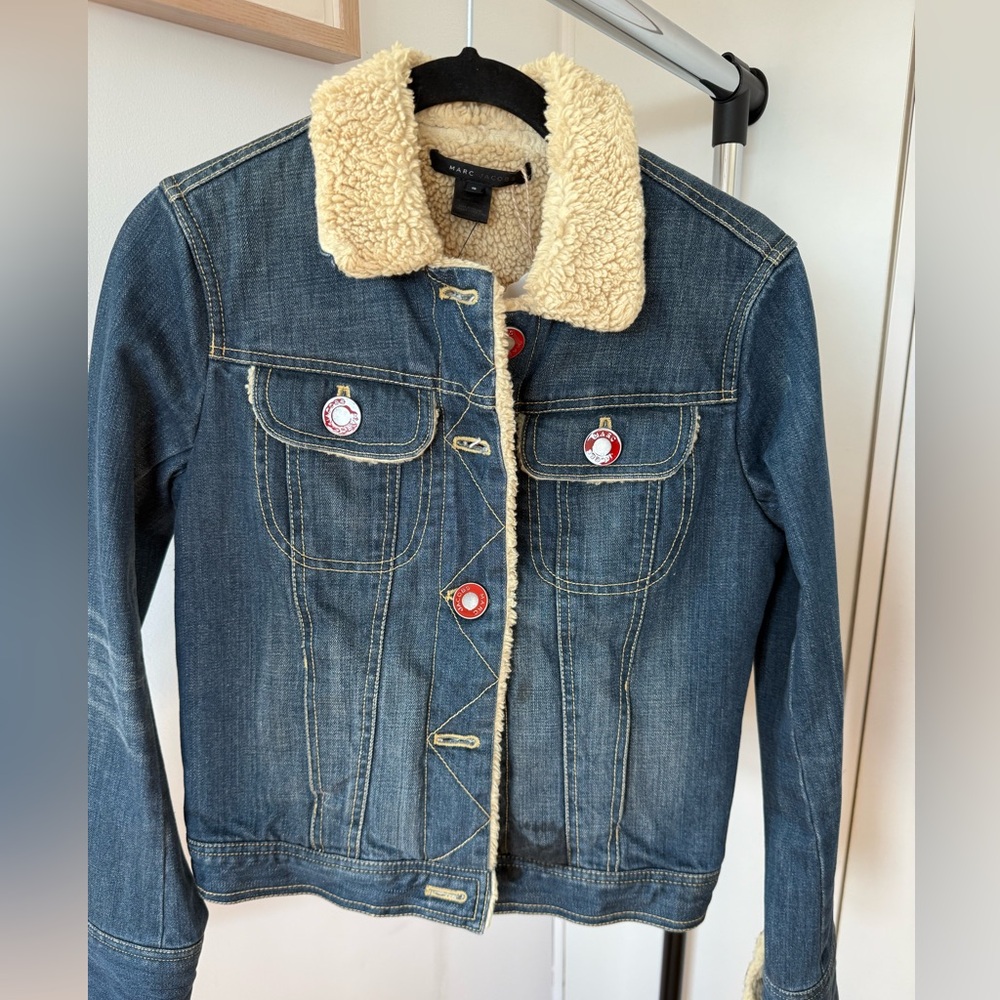 MARC JACOBS VINTAGE SHERPA LINED DENIM JACKET - sz. Small